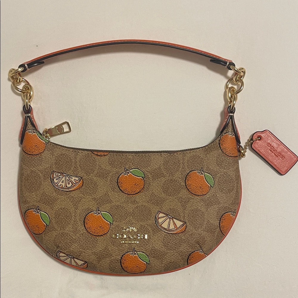 Coach Tan and Orange Shoulder Bag